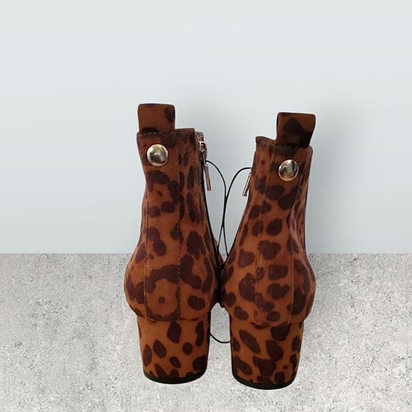 NWT Women's Valerie Microsuede Leopard Print Ankle Boots - Picture 3 of 6